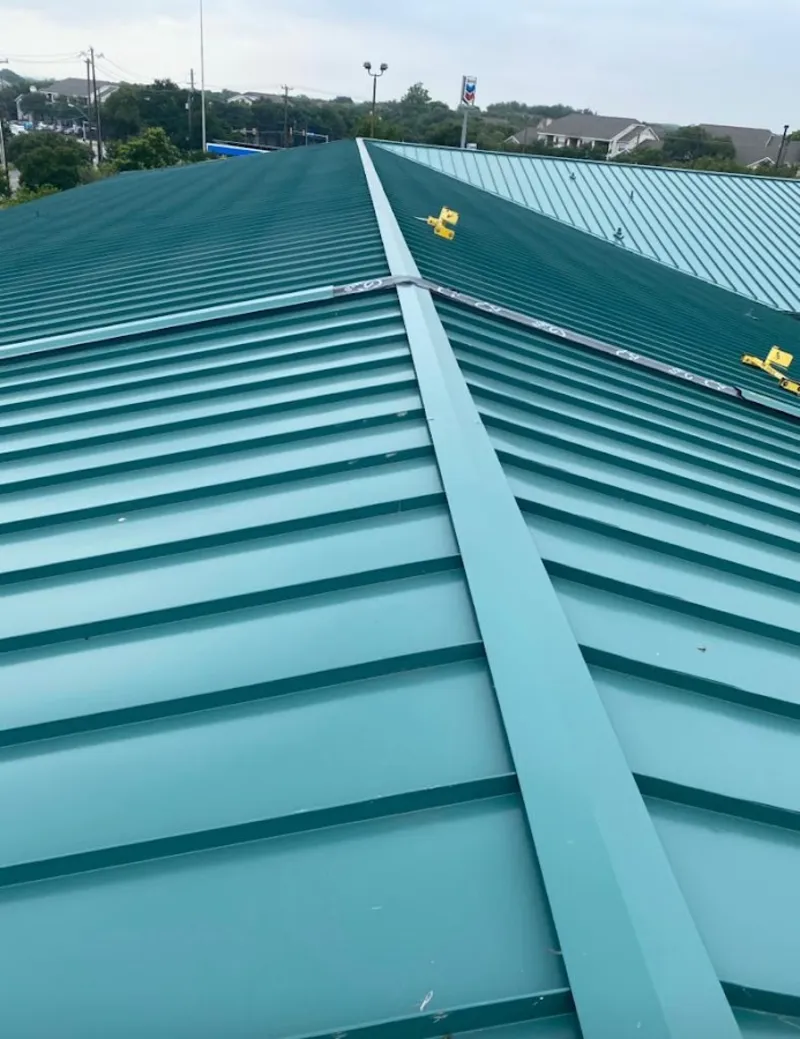 Green commercial metal roof ridge and valley for Metal Roof Repair in High Point